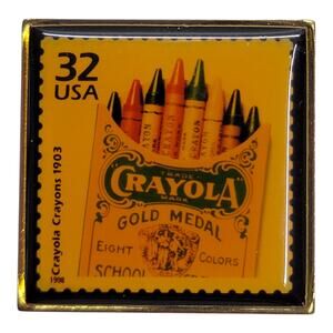Vintage 1998 Crayola Crayons 1903 USPS 32c Stamp Lapel Pin Badge Made in USA